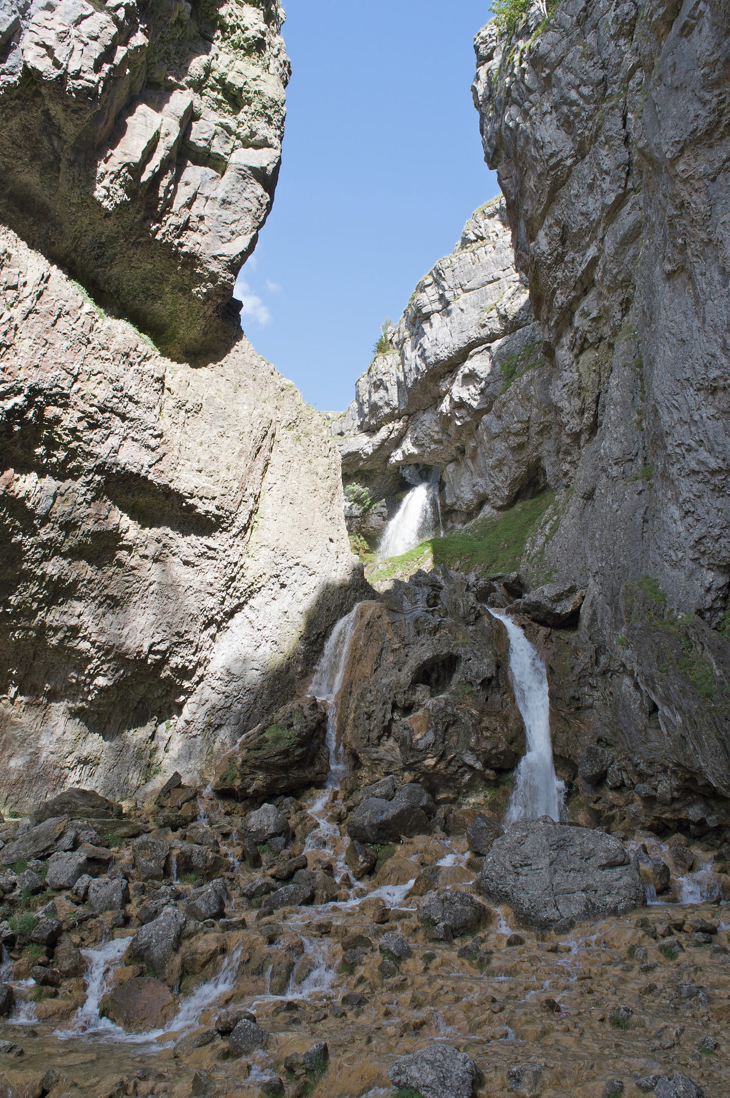 limestone gorge with two waterfalls