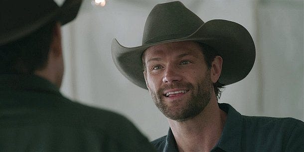 Jared Padalecki opens mouth so Fenton can see how much meat he can take at Dallas State Fair. Jared Padalecki opens mouth so Fenton can see how much meat he can take at Dallas State Fair.