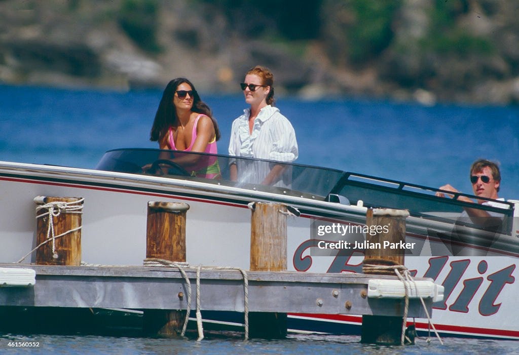 Sarah Ferguson, on Holiday in Antigua, with Florence Belmondo