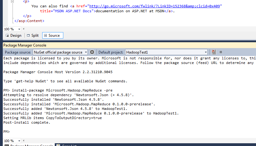 Nuget Microsoft SDK for Hadoop install mapreduce Nuget Microsoft SDK for Hadoop install mapreduce