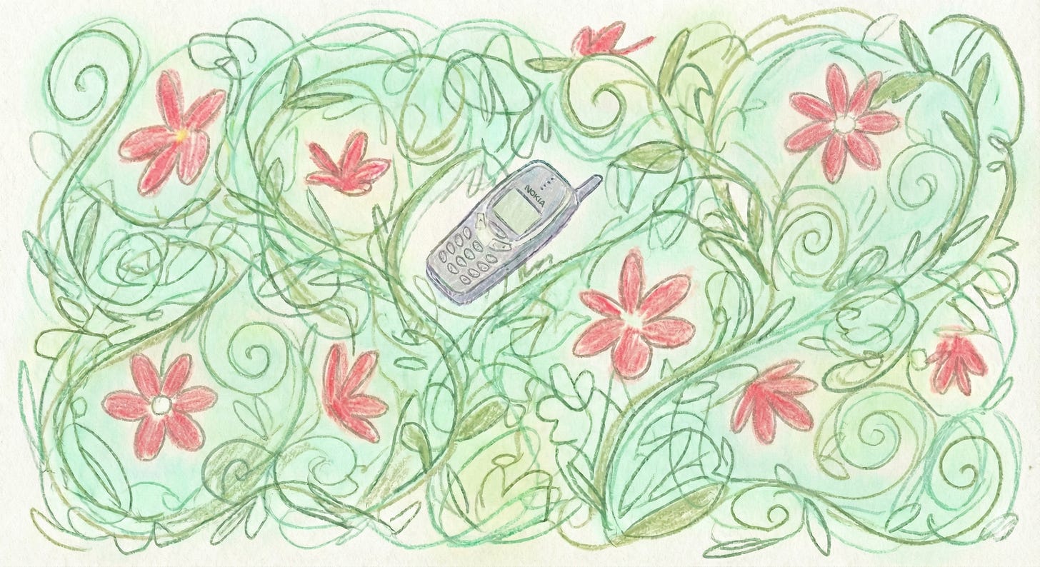 a nokia drawn on cartoon vines