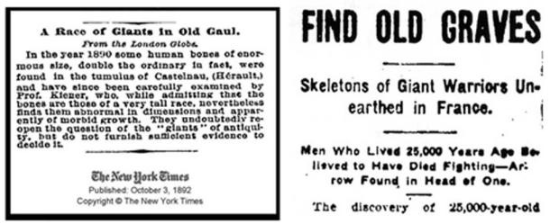 Two examples of giant discoveries in old Gaul. (Public Domain)