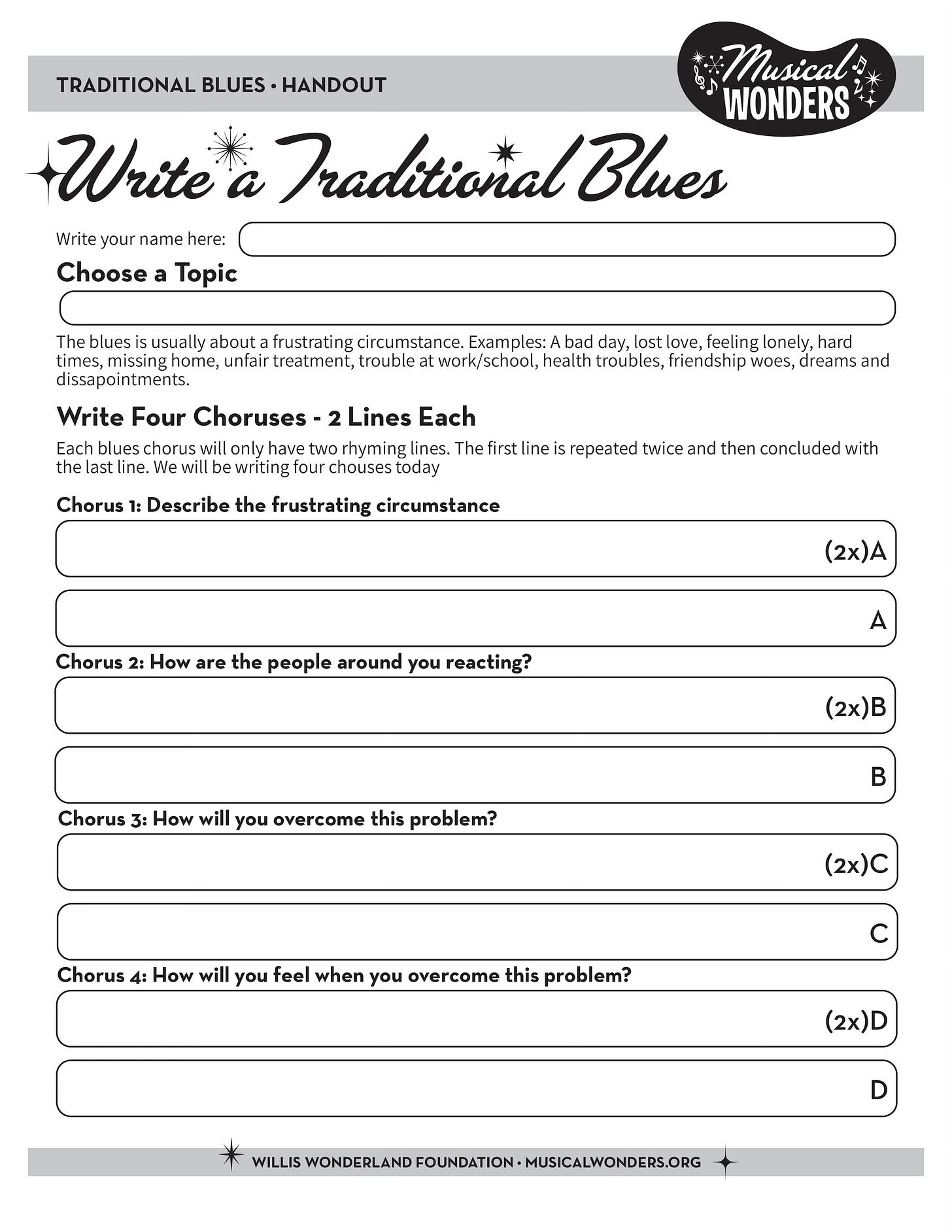 Writing a Traditional Blues Song: AAB Lyric Structure