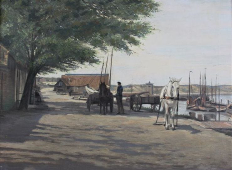 'Havenkant Terschelling' - Olieverf op doek: Jan Jans (Catawiki)