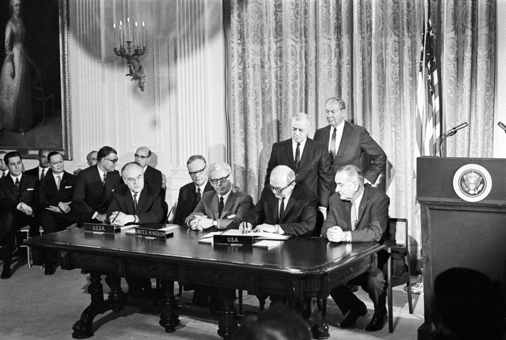 The signing of the Outer Space Treaty in 1967. Credit: United Nations The signing of the Outer Space Treaty in 1967. Credit: United Nations