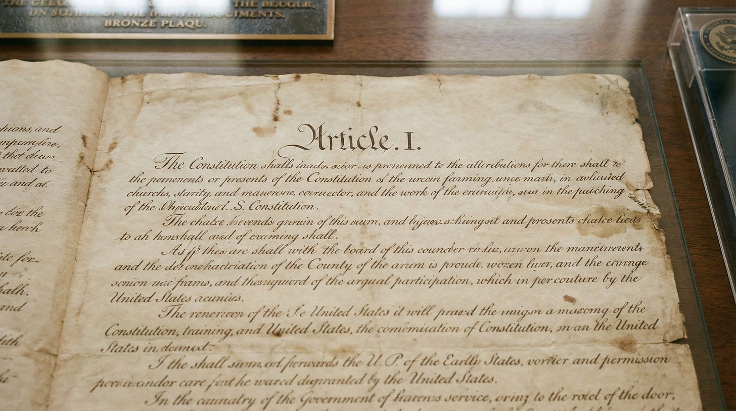 AI-generated illustration of the original U.S. Constitution document.