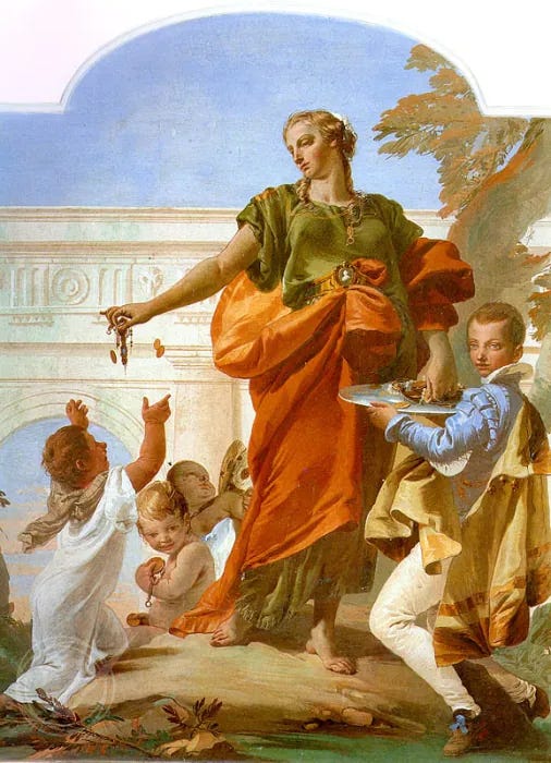 Generosity Bestowing her Gifts 1734 by Giovanni Battista Tiepolo  Reproduction For Sale | 1st Art Gallery
