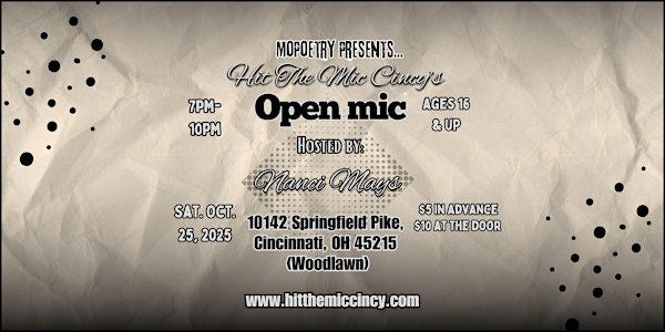 MoPoetry Phillips Presents: Hit The Mic Cincy's Open Mic