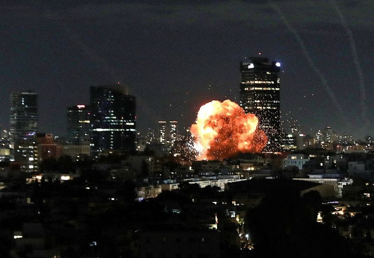 An explosion caused by a projectile impact after Iran launched missiles into Israel following Israel and the U.S. launched strikes on Iran, in Tel Aviv, Israel, February 28, 2026. REUTERS/Gideon Markowicz ISRAEL OUT. NO COMMERCIAL OR EDITORIAL SALES IN ISRAEL An explosion caused by a projectile impact after Iran launched missiles into Israel following Israel and the U.S. launched strikes on Iran, in Tel Aviv, Israel, February 28, 2026. REUTERS/Gideon Markowicz ISRAEL OUT. NO COMMERCIAL OR EDITORIAL SALES IN ISRAEL