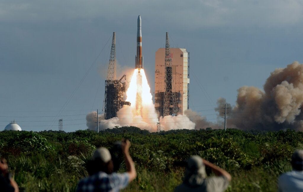 Rocket carrying satellites into space