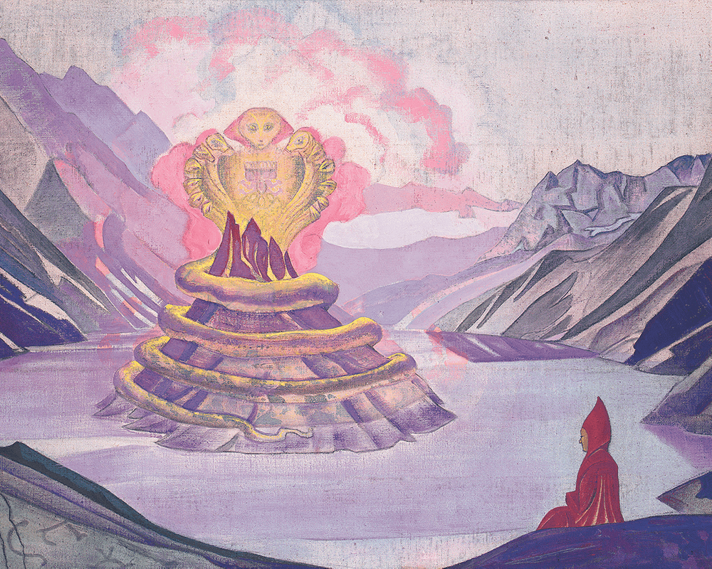 illustration of monk and mountains illustration of monk and mountains