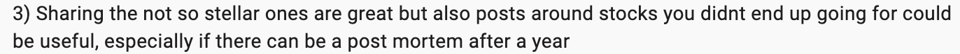 Beating The Tide subscriber survey feedback suggesting posts on stock ideas you didn’t pursue and one-year post-mortem reviews, including not-so-stellar picks and lessons learned from investing decisions