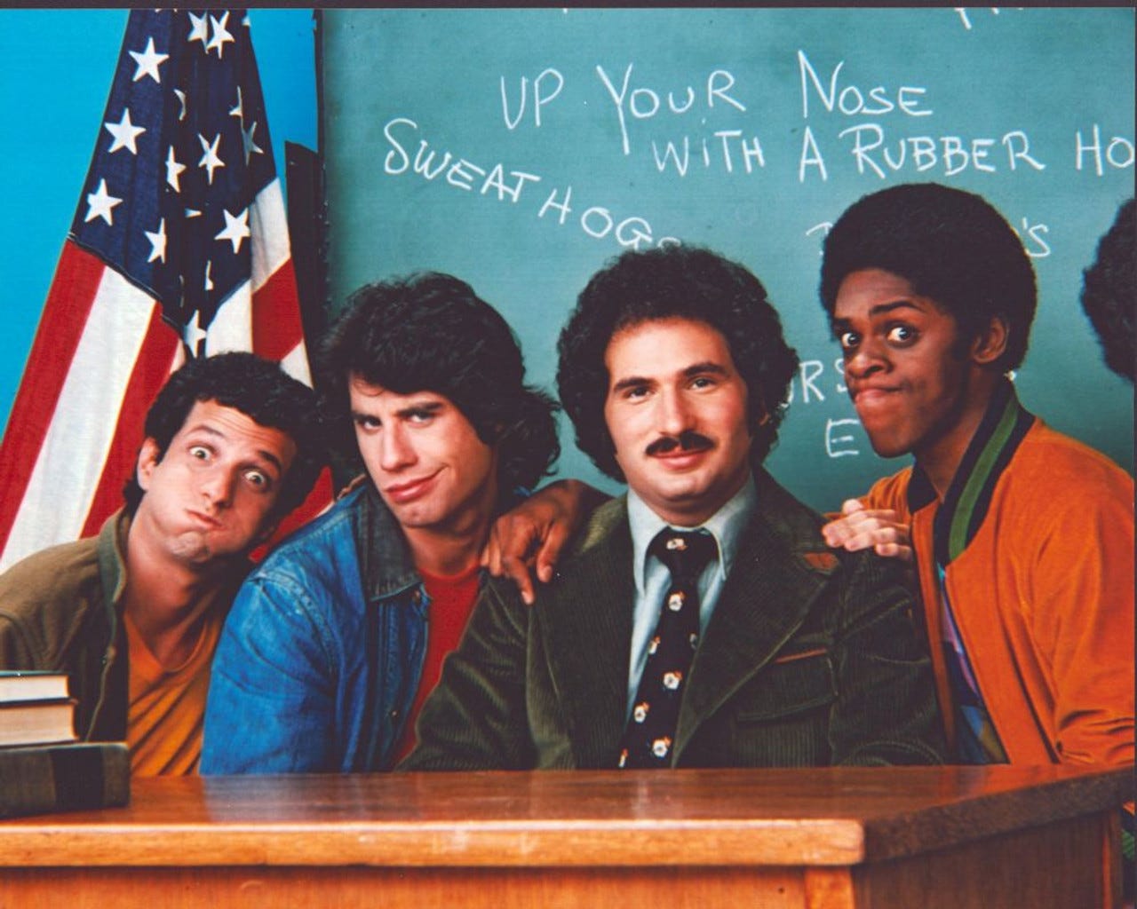 Welcome Back, Kotter Cast Behind Desk Photo Print (8 x 10)