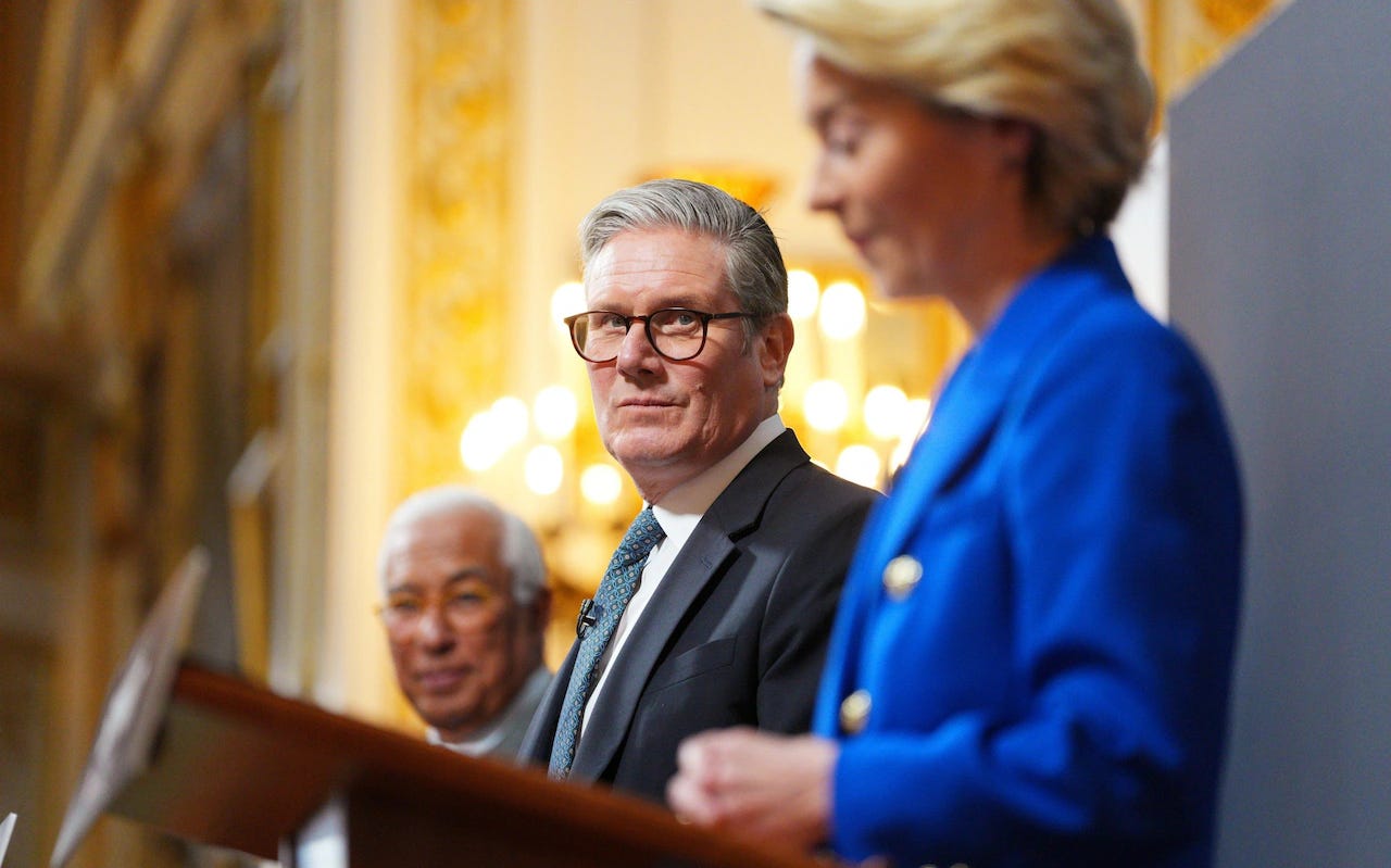 (From left to right) Antonio Costa, president of the European Council, Sir Keir Starmer and Ursula von der Leyen, president of the European Commission  