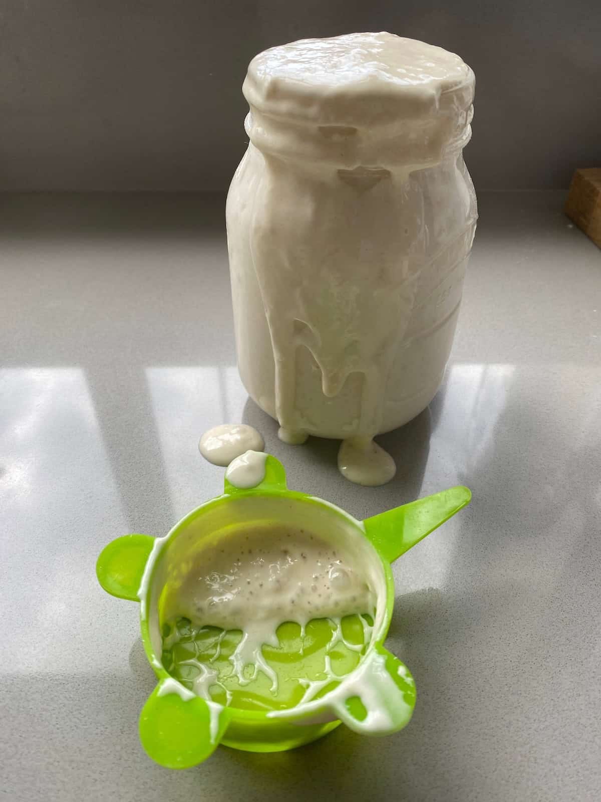 Sourdough starter in a glass jar. Sourdough starter in a glass jar.