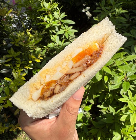 Various fruit and egg sandwiches