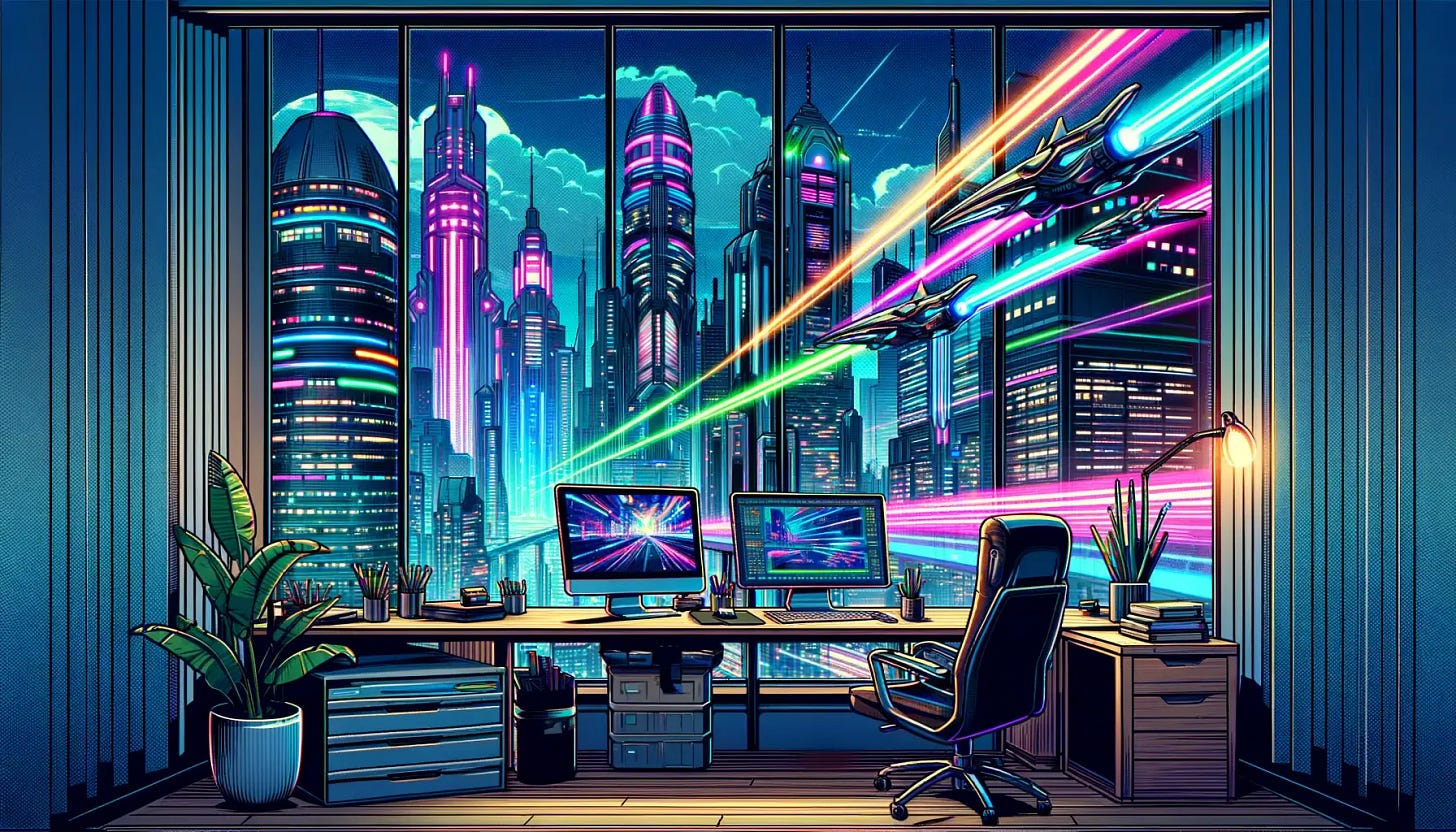 A futuristic home office A futuristic home office