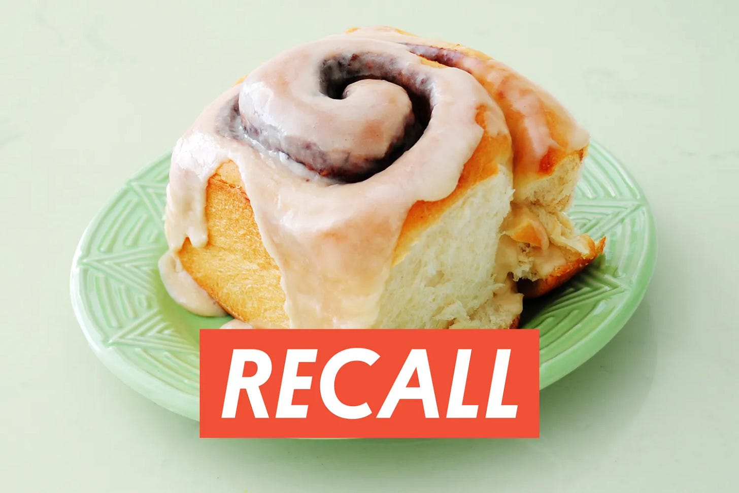 cinnamon bun with recall logo