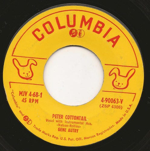 Gene Autry – Peter Cottontail / The Funny Little Bunny – Vinyl (45 RPM, 7",  Single), 1950 [r3167543] | Discogs