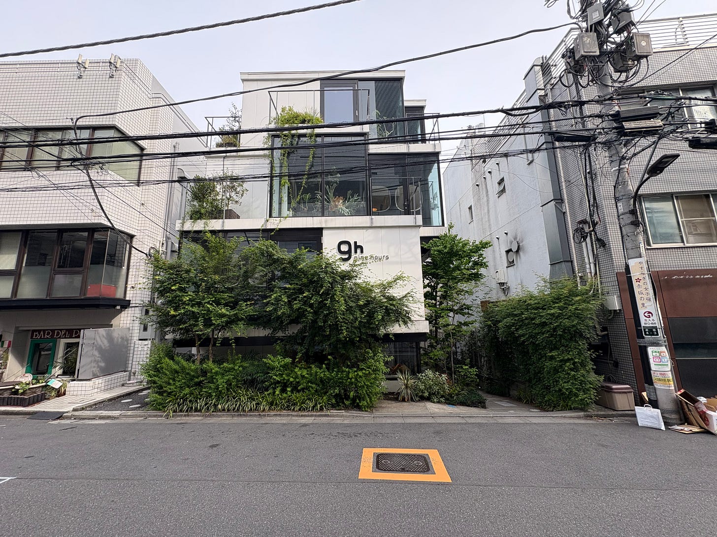 Exterior of the Nine Hours capsule hotel in Tokyo’s Akasaka district.