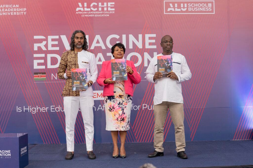 Veda Sunassee, Mercy Wanjau and Dr. Joshua Malit unveiling the ALU workforce survey Veda Sunassee, Mercy Wanjau and Dr. Joshua Malit unveiling the ALU workforce survey