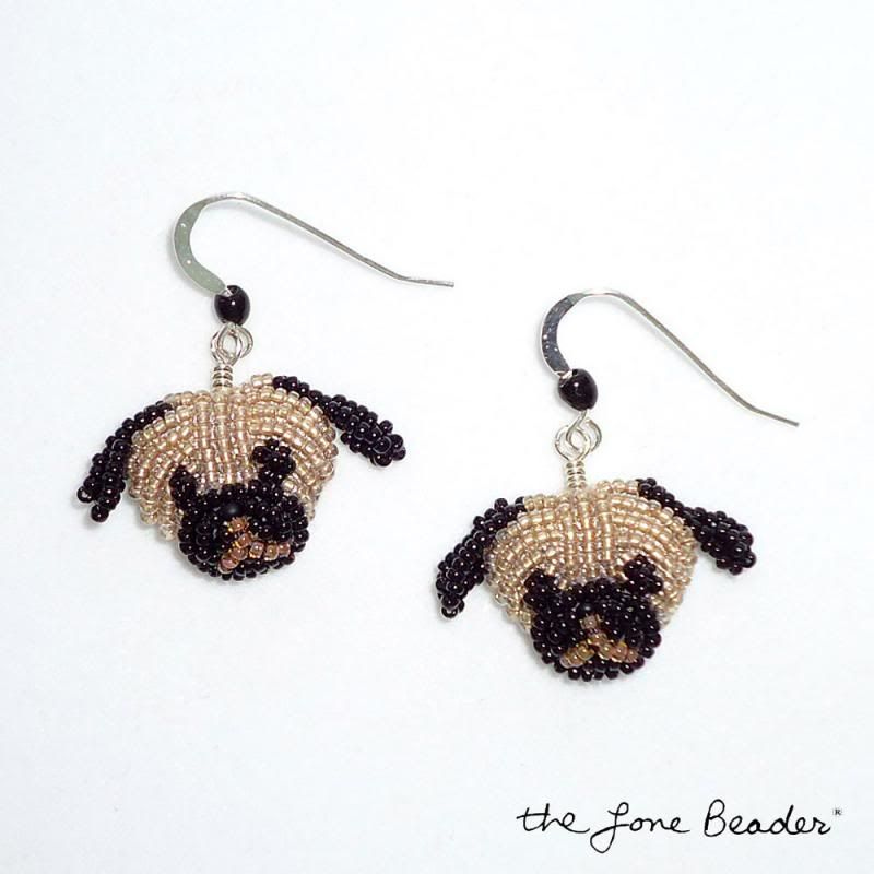 Beaded Pug dog jewelry earrings etsy beadwork bead embroidery beads Beaded Pug dog jewelry earrings etsy beadwork bead embroidery beads