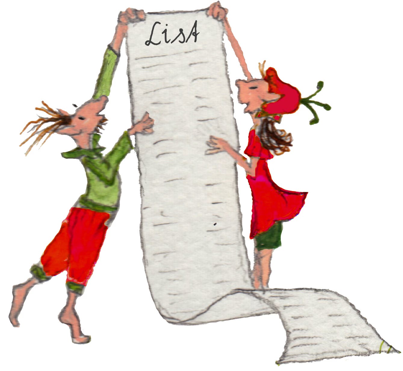 two elves holding up a long list