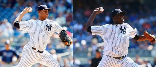 in action against the at Yankee Stadium on September 6, 2015 in the Bronx borough of New York City. The Yankees defeated the Rays 6-4.