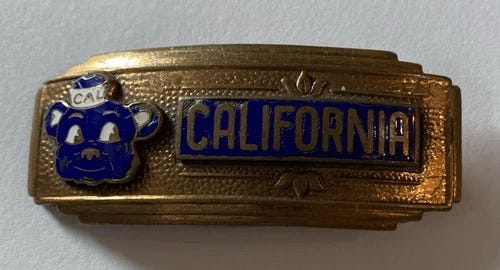 Vtg University Of California Berkeley Cal Bears Kinney Belt Buckle Enamel Oski - Picture 1 of 11