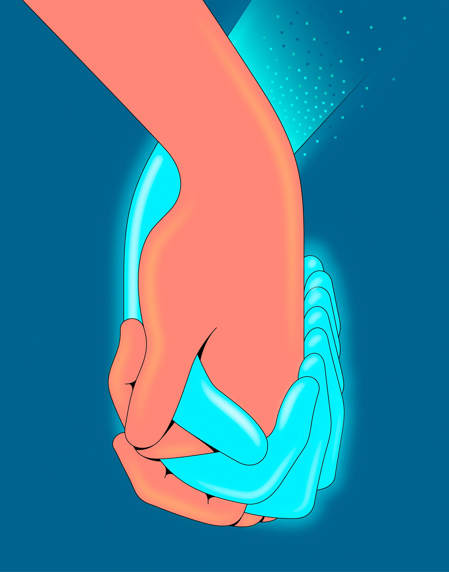 Two hands clasped together. Two hands clasped together.