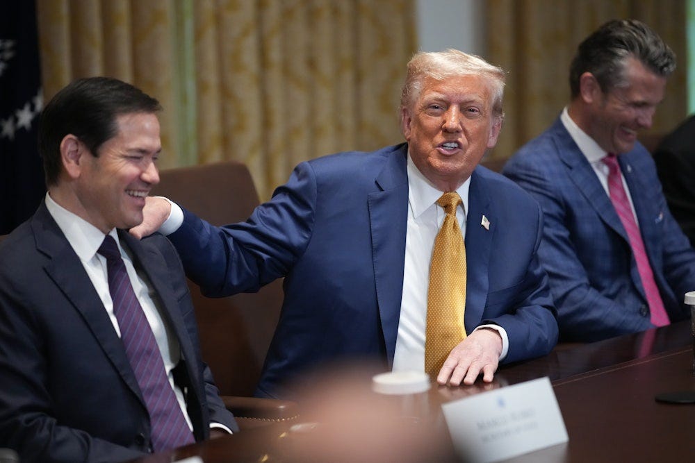 Donald Trump attends a cabinet meeting at the White House on July 08, 2025 in Washington, D.C. 