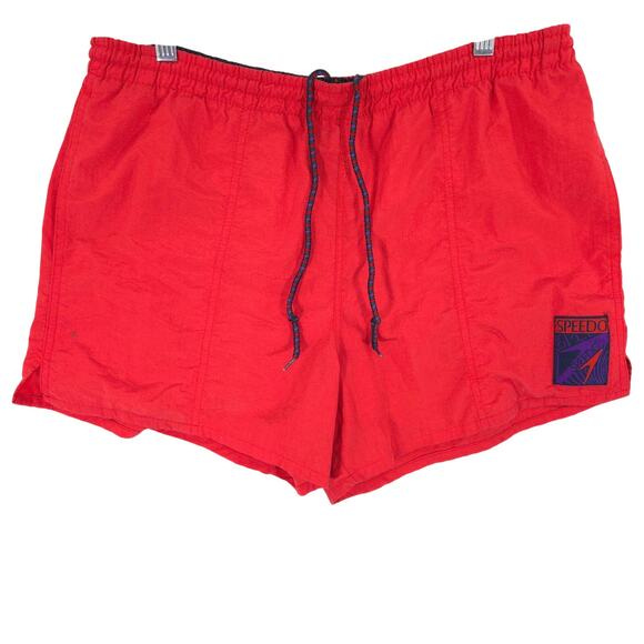 Vintage Speedo Swim Trunks Mens M Red Lined Elastic Waist Drawstring 90s Y2K VTG - Picture 1 of 13