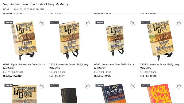 Larry McMurtry "Estate" Auction Books Larry McMurtry "Estate" Auction Books