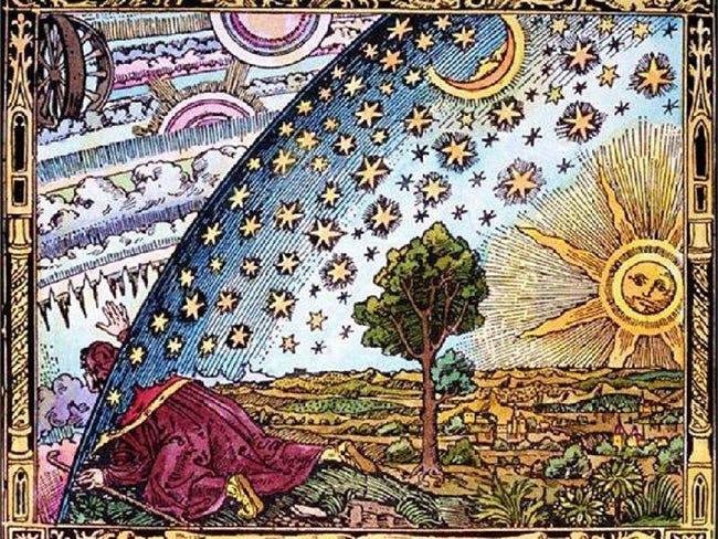 Little guy is trying to peak out of the material world to the spiritual