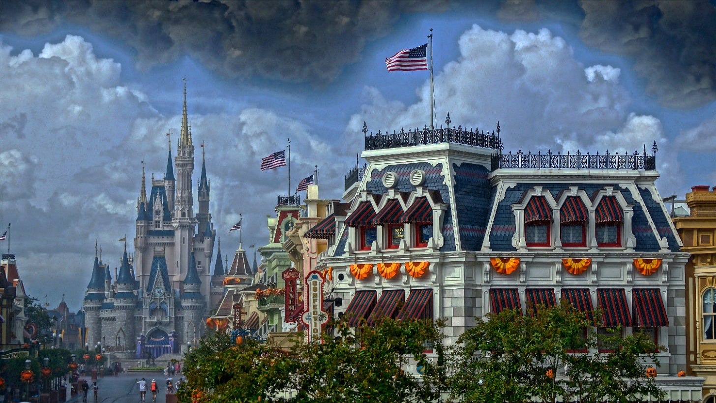 Storm clouds over Main Street, U.S.A., at Magic Kingdom. Image: JTOcchialini via Wikimedia Commons