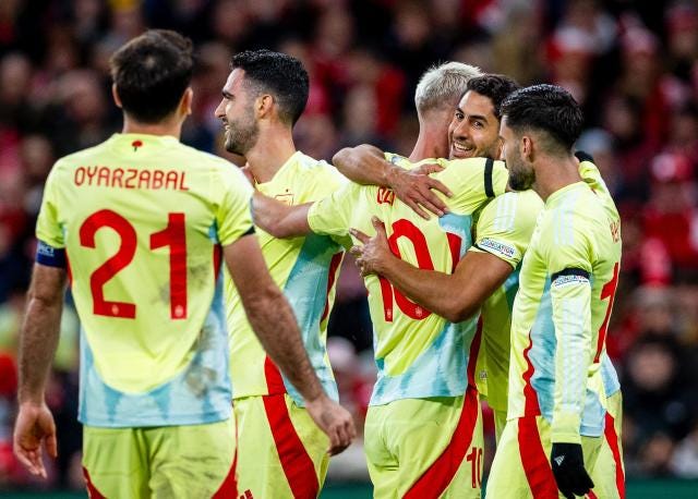 Four wins in a row for Spain after narrow victory over Denmark in  Copenhagen - Yahoo Sports