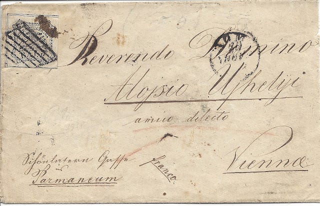 Simple letter from Rome to Vienna
