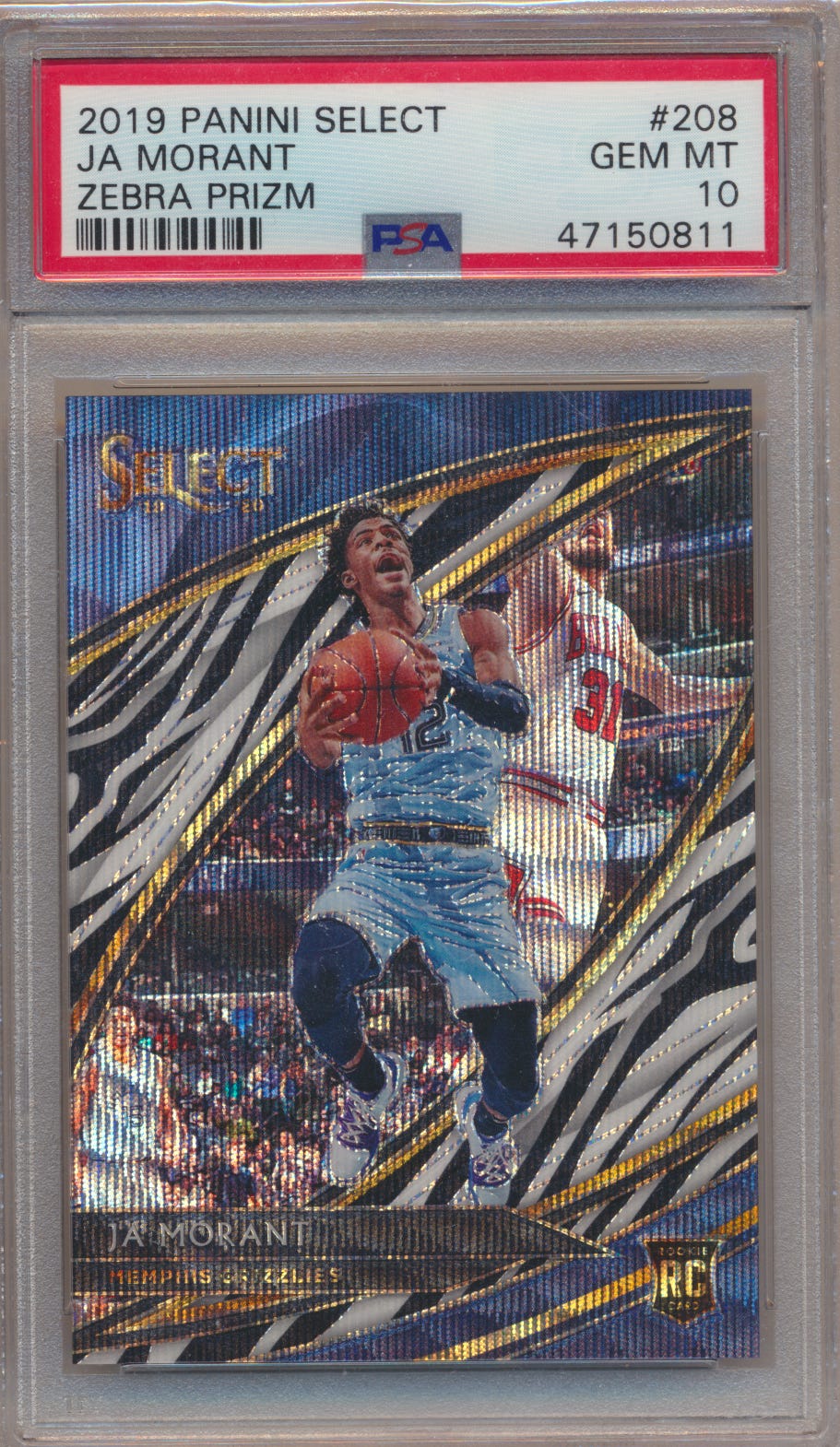 Image 1 - JA-MORANT-2019-20-PANINI-SELECT-COURTSIDE-RC-ZEBRA-PRIZM-SSP-PSA-10-GRIZZLIES
