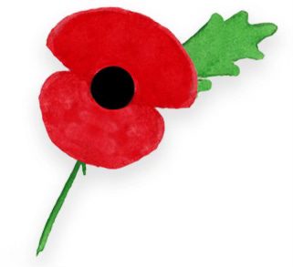 illustration of a remembrance poppy lapel pin