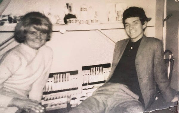 Author's parents change scenery by sitting on floor Author's parents change scenery by sitting on floor