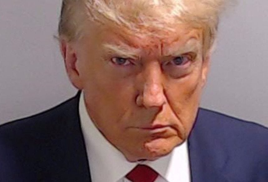 Booking mugshot of former U.S. President Donald Trump