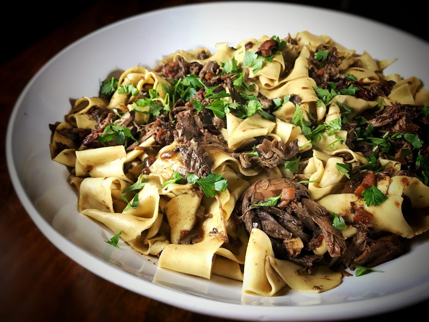 Pappardelle with duck and porcini ragù