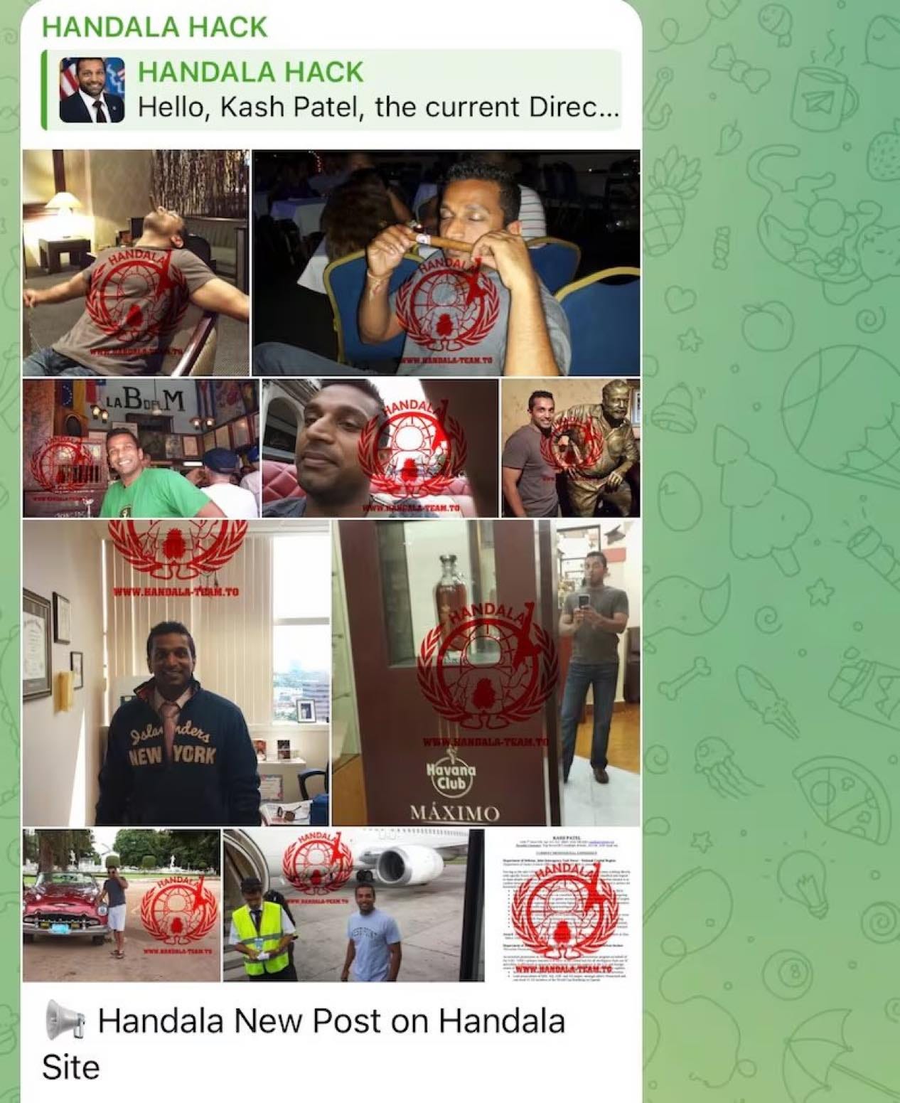 May be an image of text that says 'HANDALA HACK HANDALA HACK , Kash Patel, the current Direc... HANDALA 0X220 KauT. ANDA& www.A.NNLa-Thmk.To -rhtk.TO Club Club Havana MAXIMO ANDA ./. Handala New Post on Handala Site' May be an image of text that says 'HANDALA HACK HANDALA HACK , Kash Patel, the current Direc... HANDALA 0X220 KauT. ANDA& www.A.NNLa-Thmk.To -rhtk.TO Club Club Havana MAXIMO ANDA ./. Handala New Post on Handala Site'