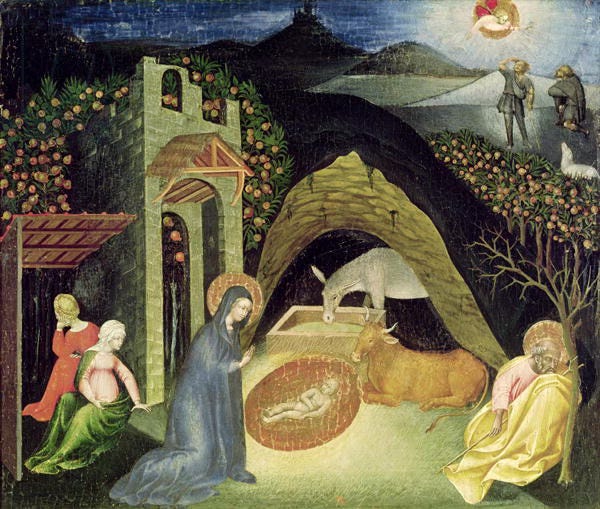 Nativity scene medieval art by Giovanni di Paolo Nativity scene medieval art by Giovanni di Paolo