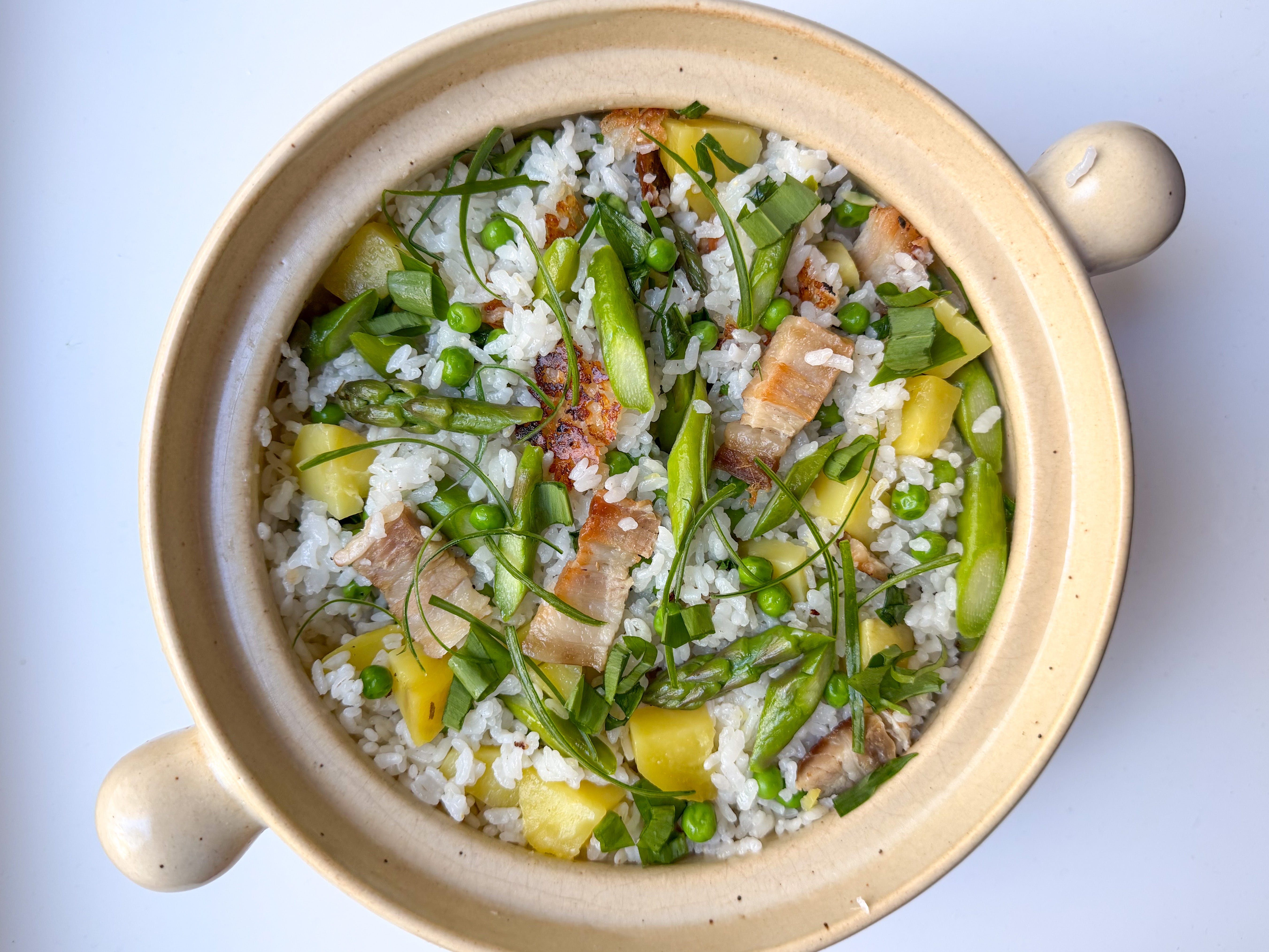 Spring Pea Rice Winter-to-Spring Rice with Asparagus, Peas, and Potatoes