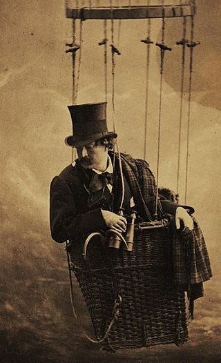 Studio portrait of Nadar in a balloon basket, c. 1863 Studio portrait of Nadar in a balloon basket, c. 1863