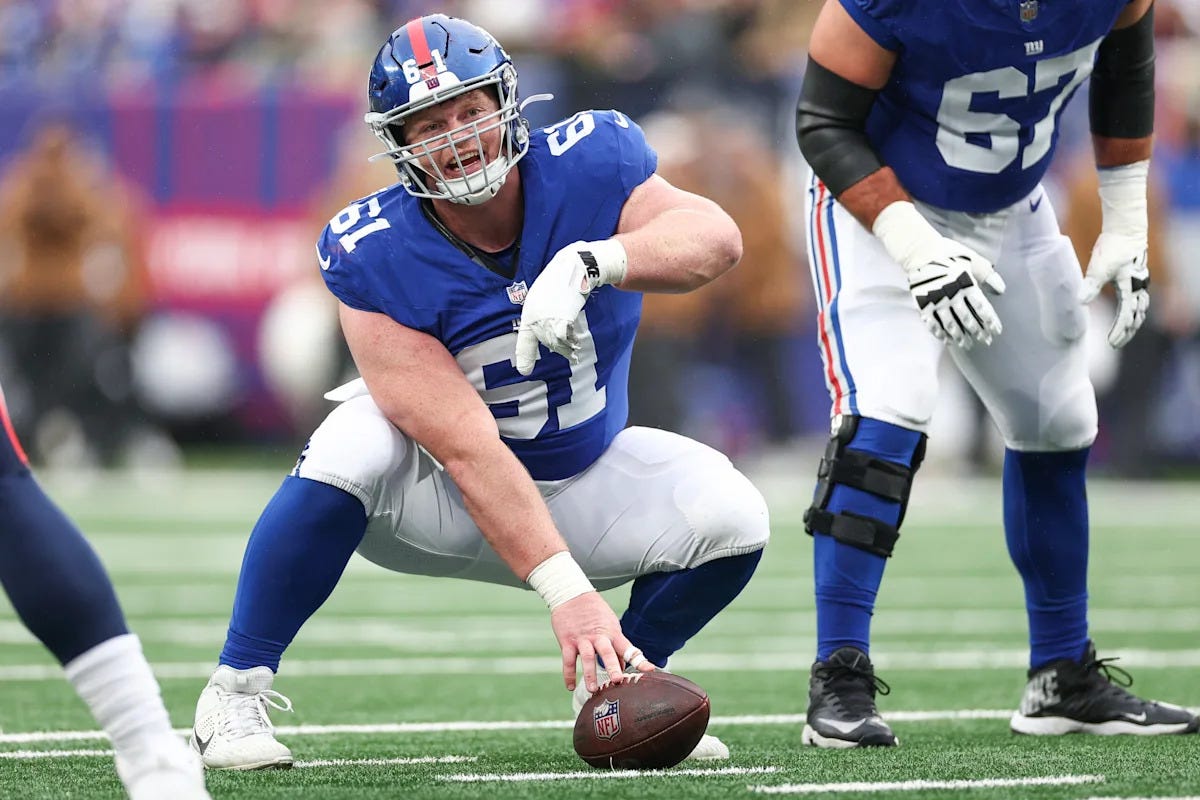 Giants' John Michael Schmitz ranked among NFL's worst starting centers -  Yahoo Sports