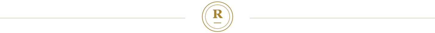 Reference Checks seal: a circular gold seal enclosing the letter R with a short rule beneath it, centred on a hairline gold rule. Reference Checks seal: a circular gold seal enclosing the letter R with a short rule beneath it, centred on a hairline gold rule.