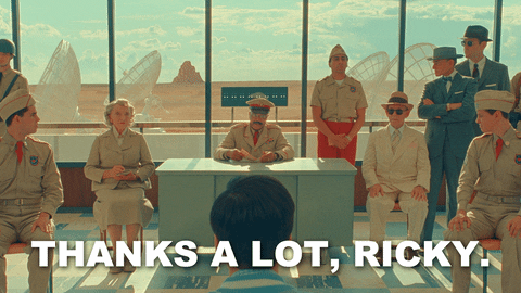 Jeffrey Wright in Asteroid City saying "Thanks a lot, Ricky"