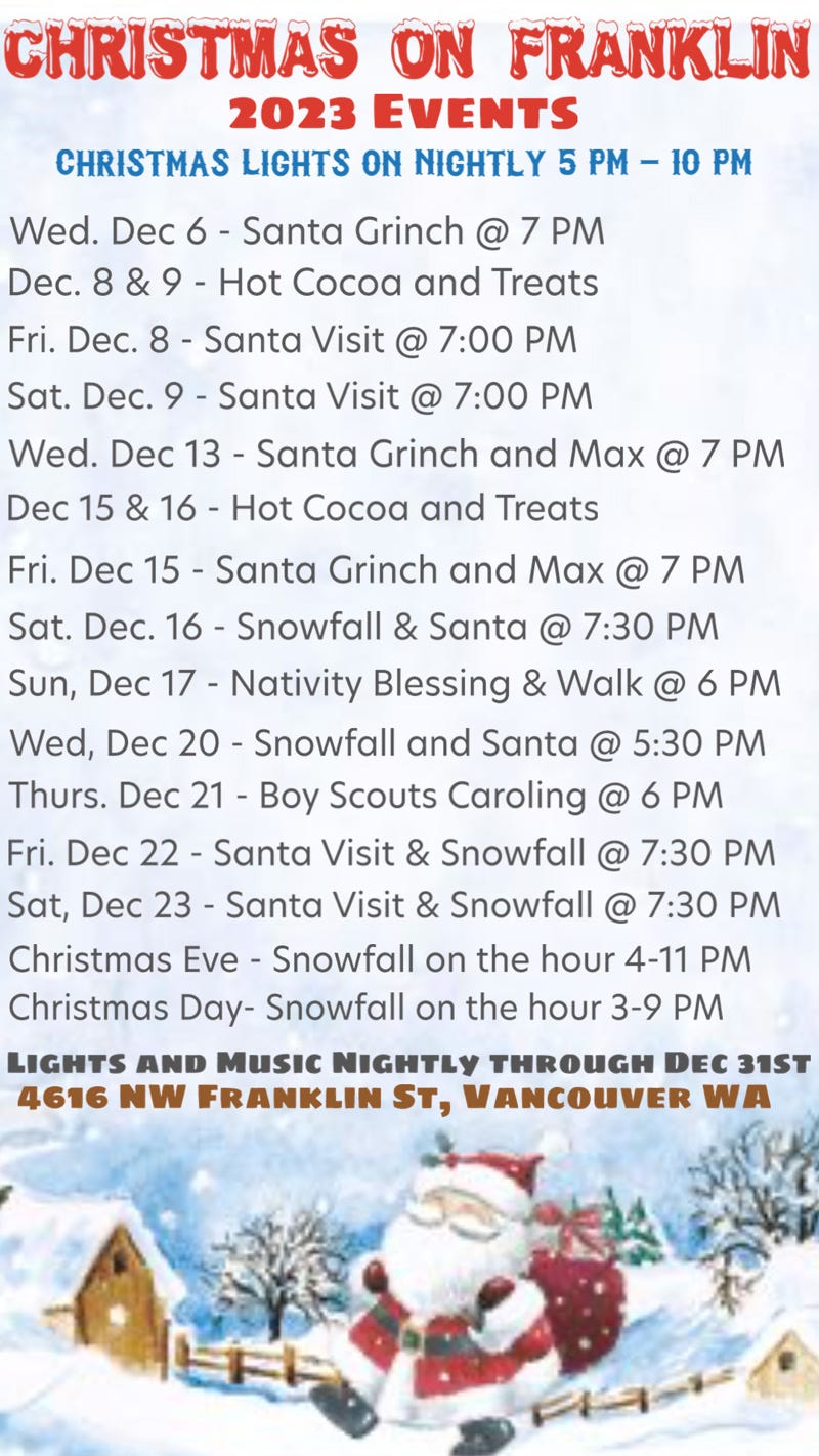 Christmas on Franklin events throughout December